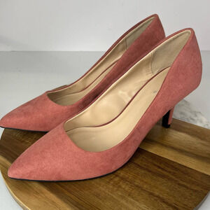EUC QUPID Women's BEAUTIFUL DUSTY PINK MAUVE BLUSH SUEDE Heel Size 8